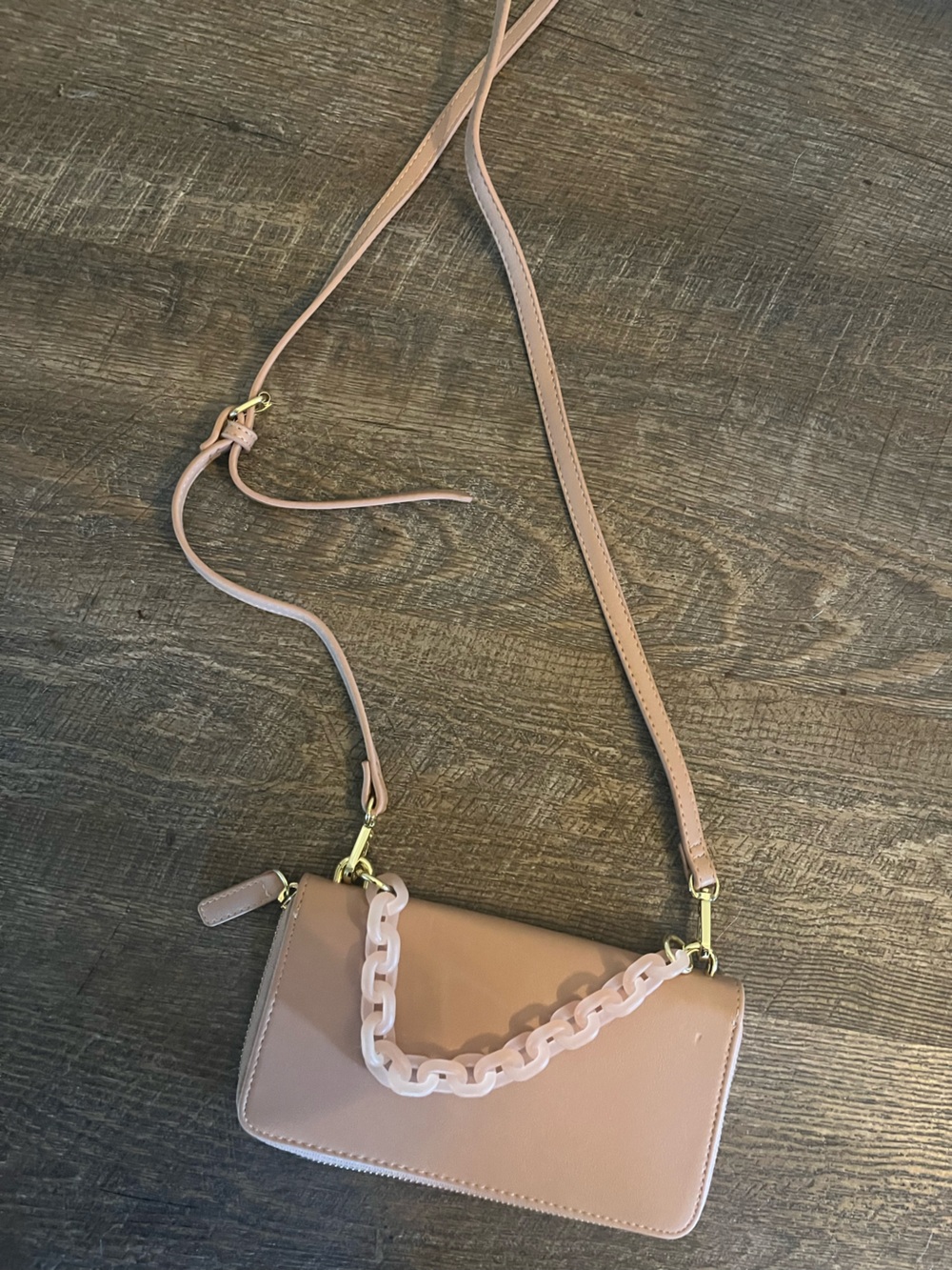 Women's Pink Chain Accent Crossbody Bag